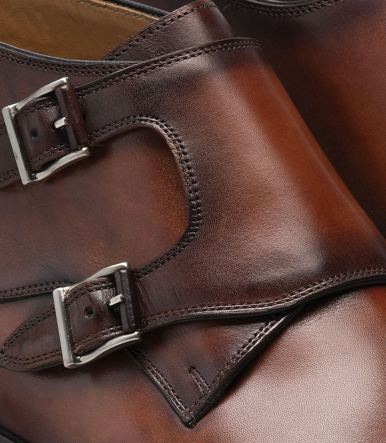 Height Increasing Brown Leather Chambery Monk Strap Boots