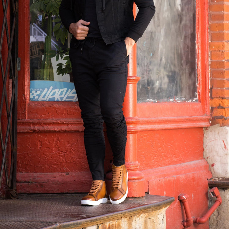 Height Increasing Tan Leather Angus Sneaker Boots
