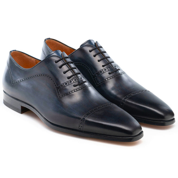 Navy Blue Leather Crofton Brogue Oxfords