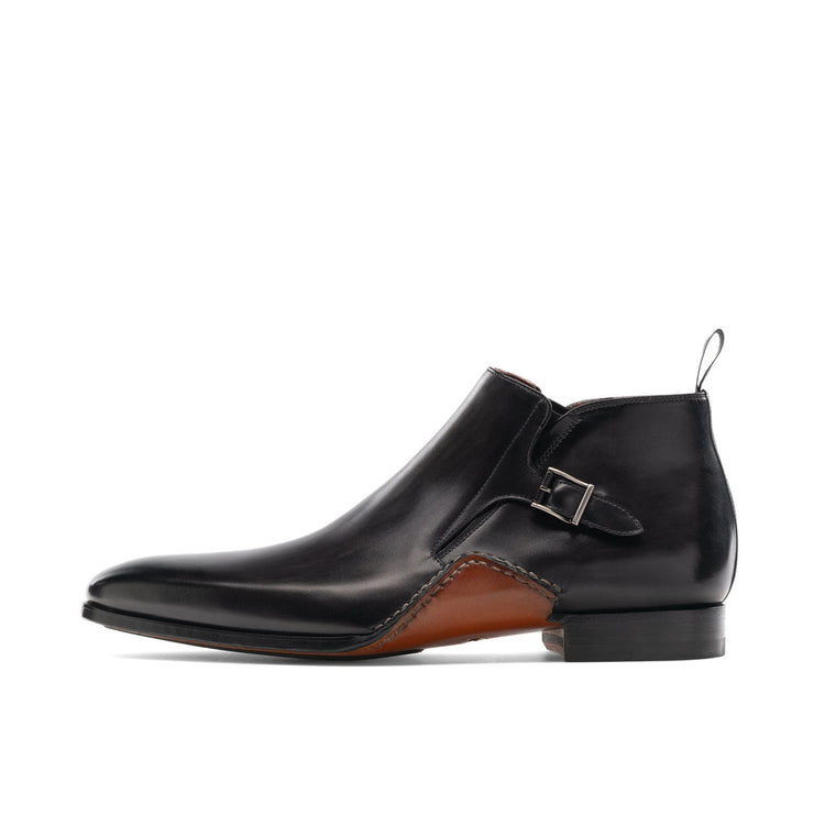 Black Leather Forbes Single Monk Boot