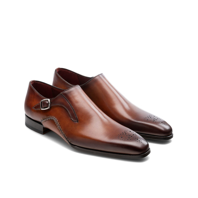 Height Increasing Brown Leather Victoria Monk Straps Shoes