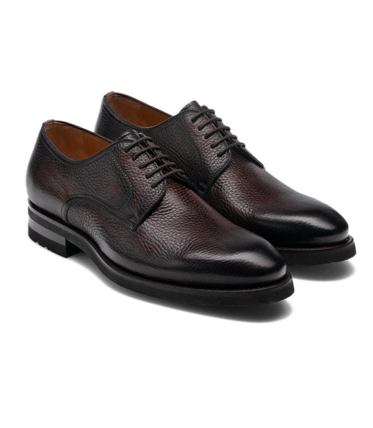 Height Increasing Brown Leather Baltimore Chunky Derby Shoes