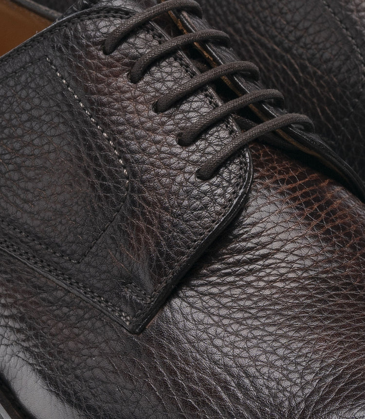 Flat Feet Shoes - Brown Leather Scripton Chunky Derby Shoes with Arch Support