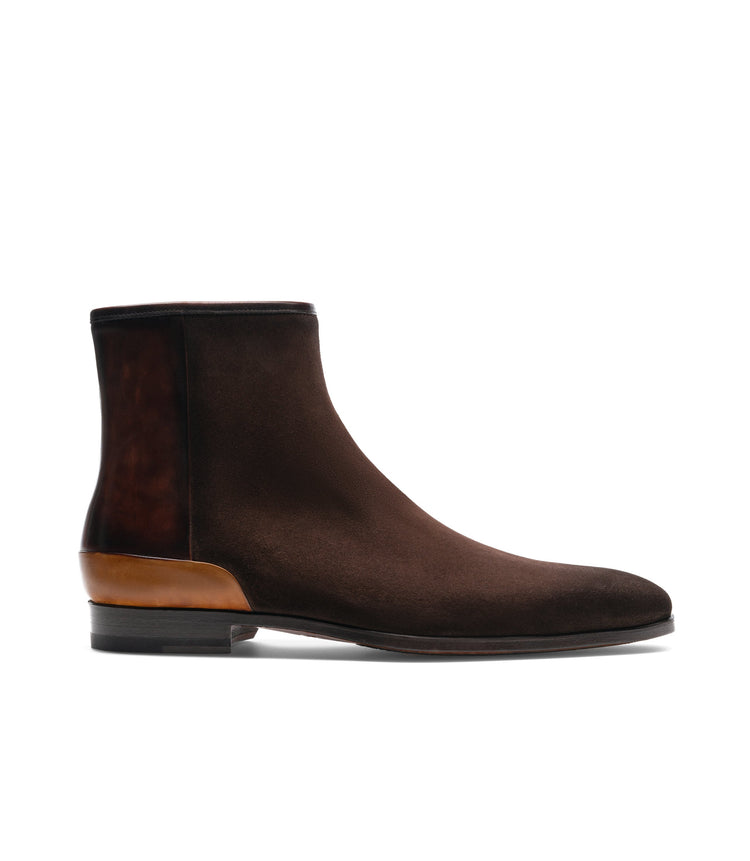 Brown Suede Nicotus Chelsea Zipper Boots