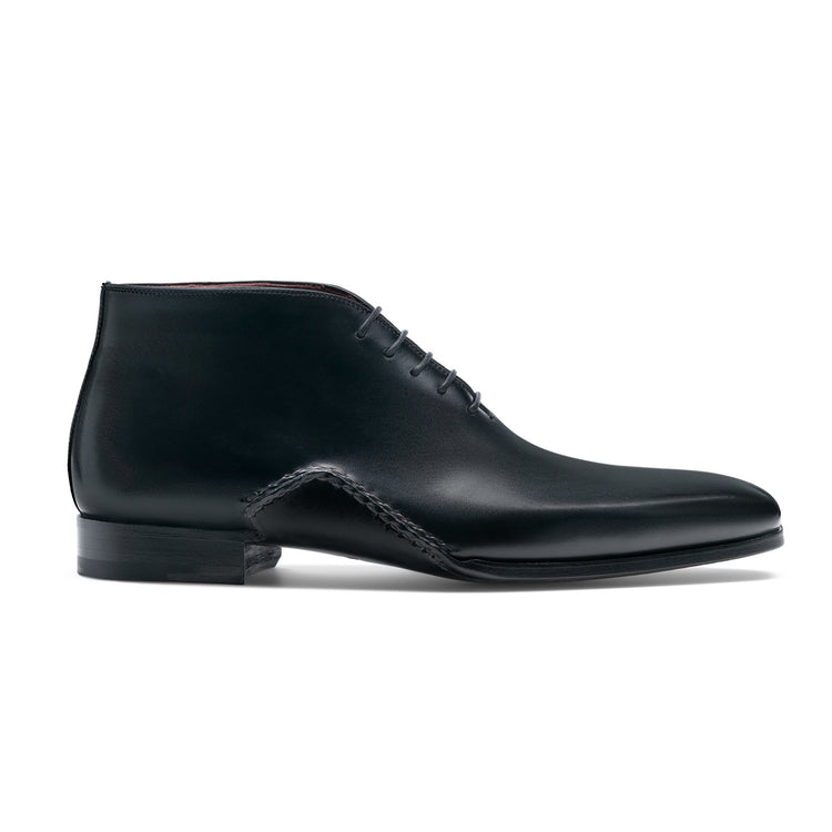 Black Leather Forbes One Whole Cut Lace Up Boot