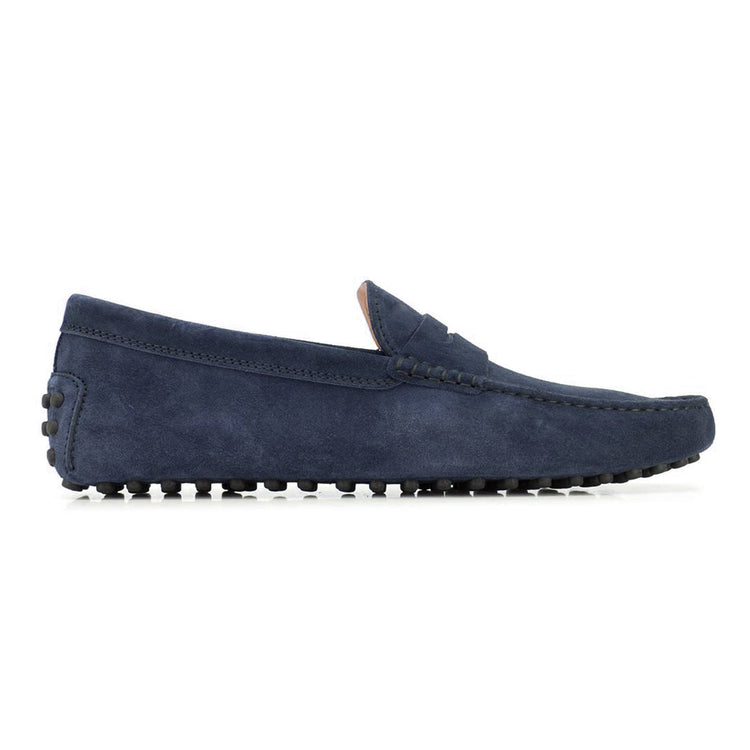Navy Blue Suede Alcalde Penny Driving Loafers