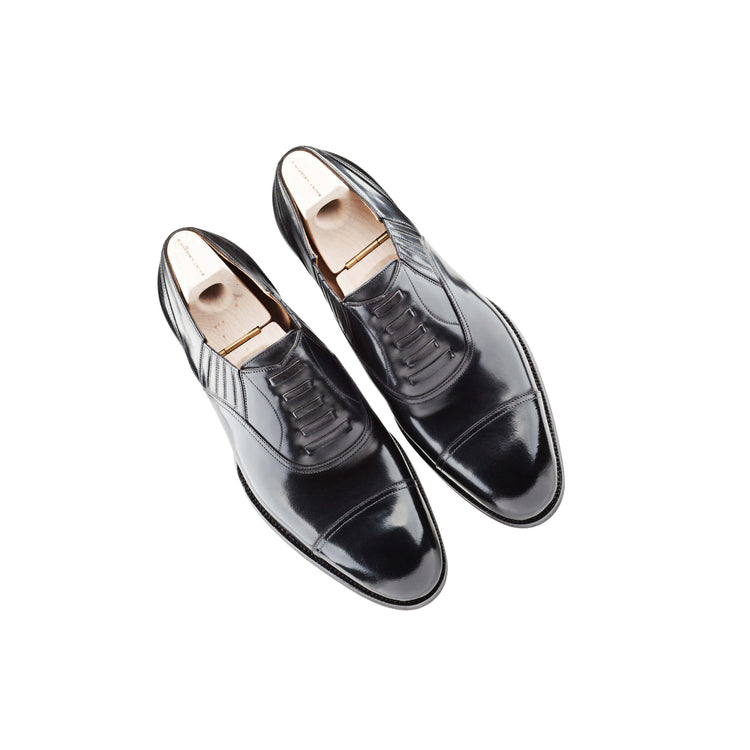 Goodyear Welted Braga Black Leather Oxford With Violin Leather Sole