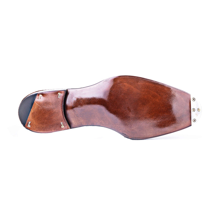 Height Increasing Goodyear Welted Guarda Brown Leather Croc Print Double Monk Strap With Violin Leather Sole