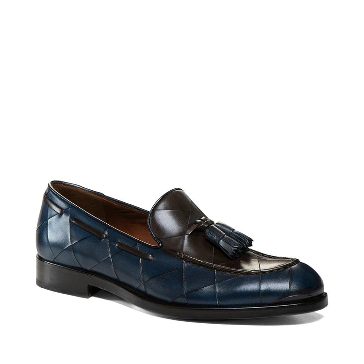 Goodyear Welted Vouzela Navy Blue Quilted Leather Loafer With Violin Leather Sole