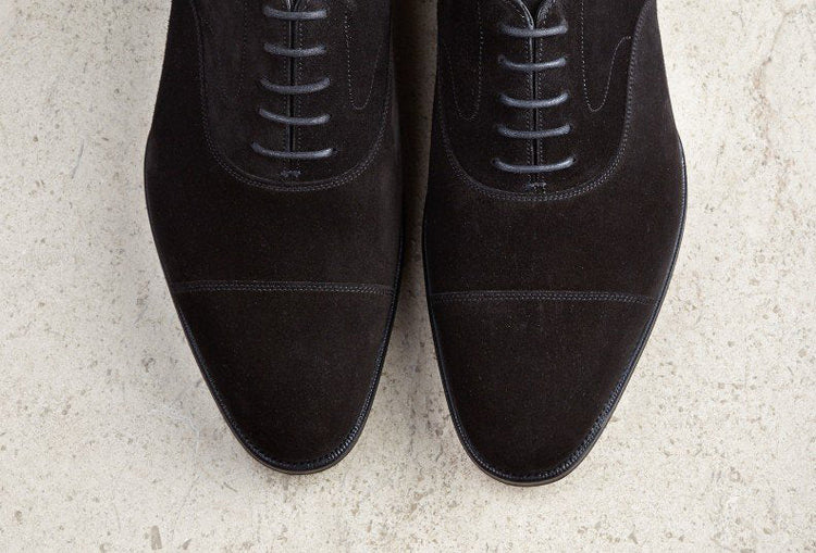Black Suede Waltham Toe Cap Oxfords