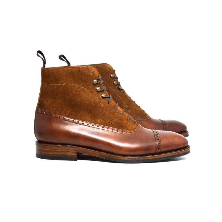 Tan Leather & Suede Clifton Lace Up Boots