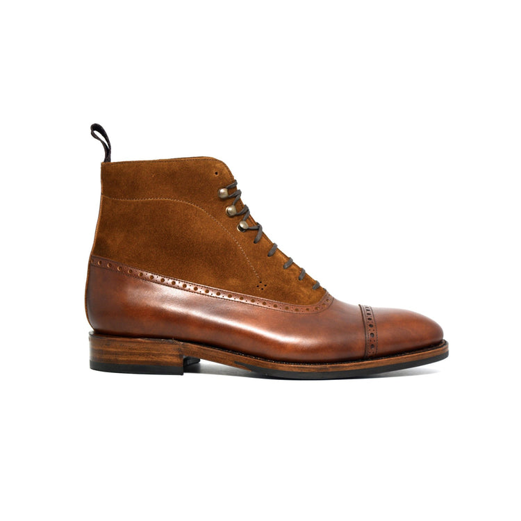 Tan Leather & Suede Clifton Lace Up Boots