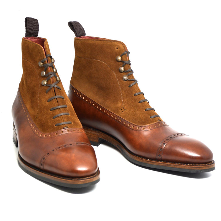 Tan Leather & Suede Clifton Lace Up Boots