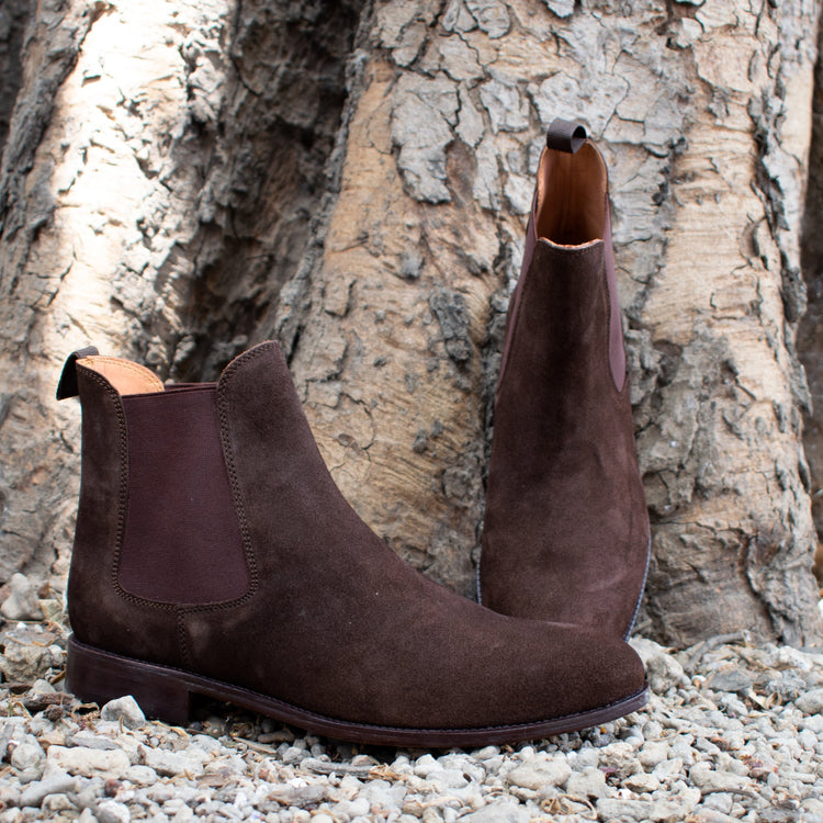 Height Increasing Brown Suede Fenland Slip On Chelsea Boots