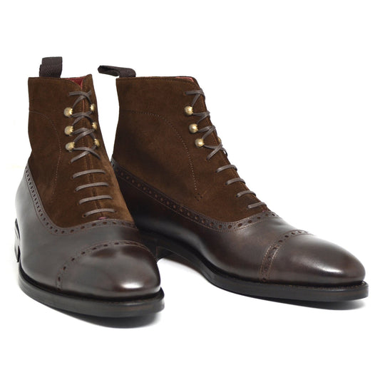 Brown Leather & Suede Clifton Lace Up Boots