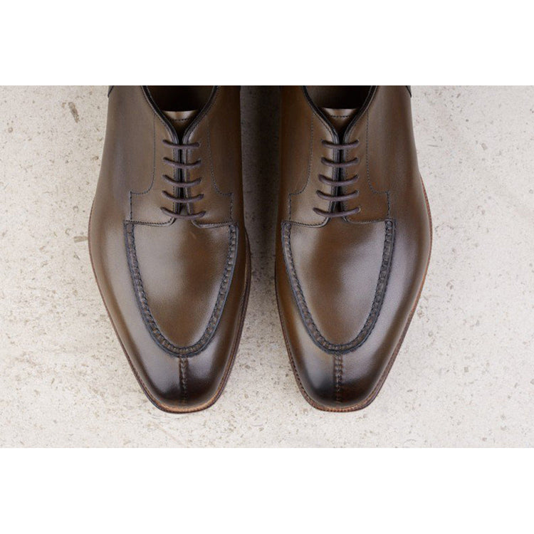 Olive Green Leather Hamlet Derby Shoes