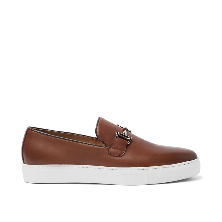 Height Increasing Tan Leather Alvin Horse Bit Sneakers
