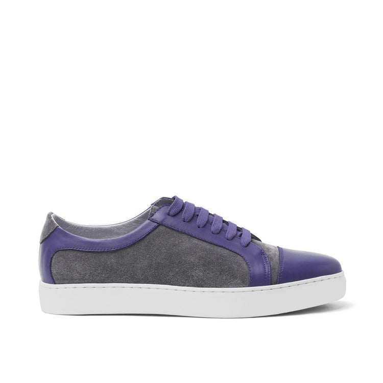 Purple Leather and Grey Suede Angus Lace Up Sneakers