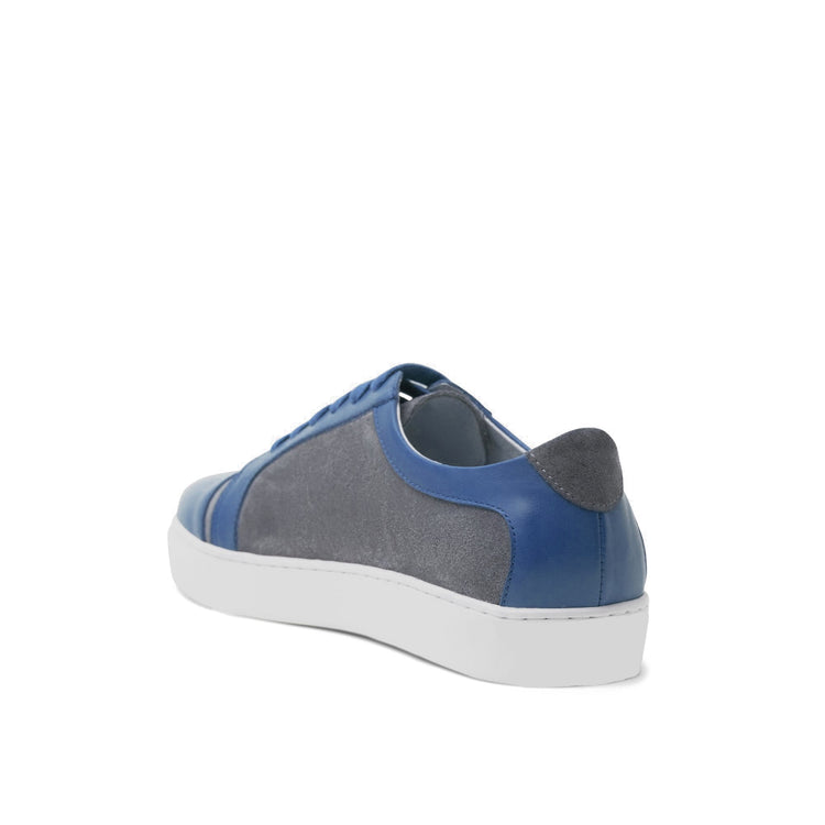 Blue Leather and Grey Suede Angus Lace Up Sneakers