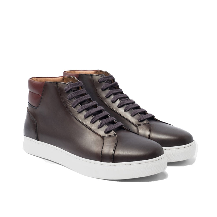 Height Increasing Brown Leather Angus Sneaker Boots