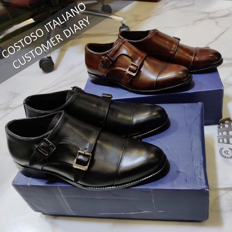Brown Leather Castle Monk Straps - Formal Shoes