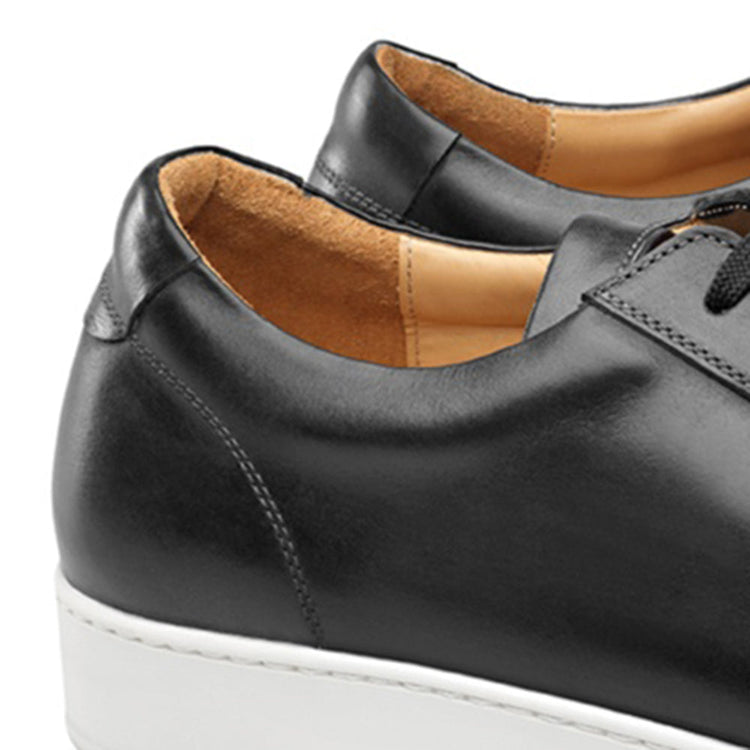 Height Increasing Black Leather Cornella Lace Up Sneakers