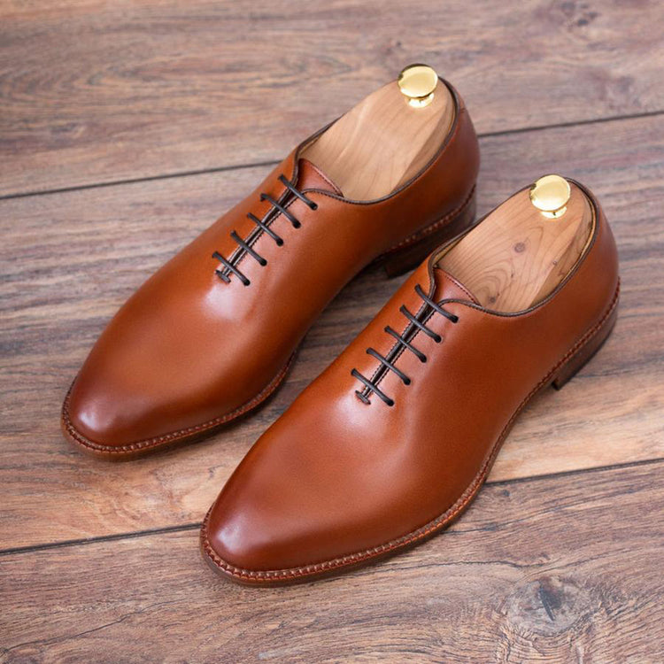 Tan Leather Drayton One Cut Oxfords - Formal Shoes