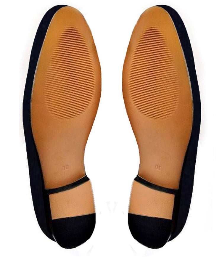 Height Increasing Blue Velvet Bull v/s Bear Embroidered Loafers