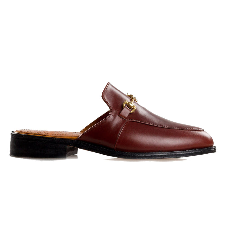 Height Increasing Burgundy Brown Leather Loures Horsebit Slippers