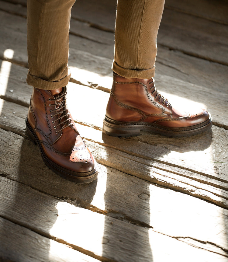 Tan Leather Travise Chunky Derby Boots