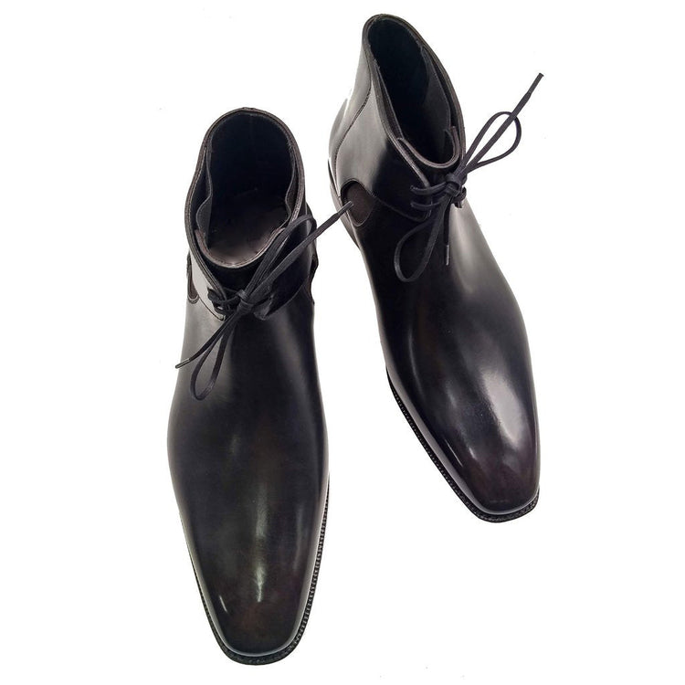 Height Increasing Black Leather Cowra Chelsea Boots