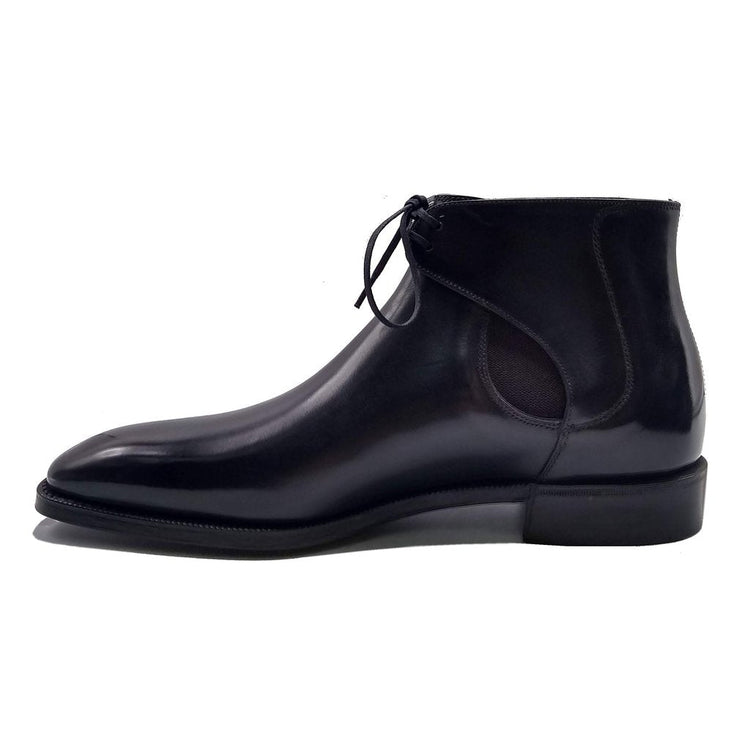 Height Increasing Black Leather Cowra Chelsea Boots