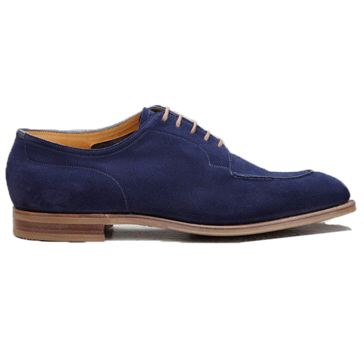 Height Increasing Navy Blue Suede Hamlet Derby Shoes