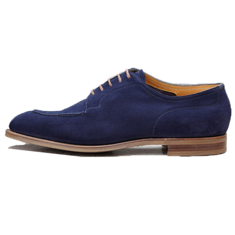 Height Increasing Navy Blue Suede Hamlet Derby Shoes
