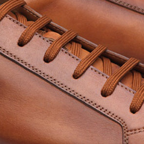 Height Increasing Tan Leather Cornella Lace Up Sneakers