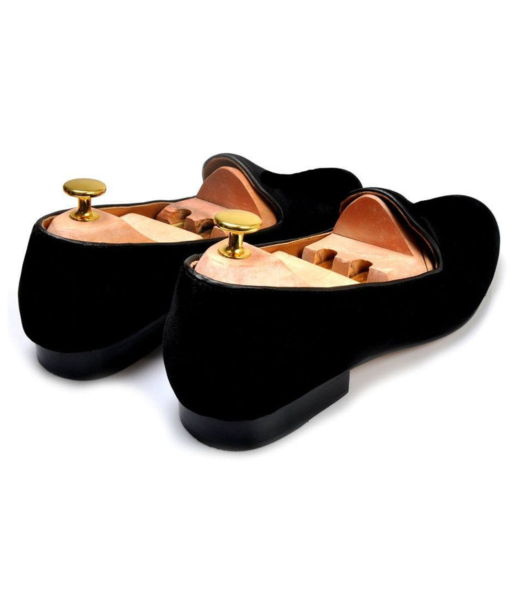 Black Velvet Beers Embroidered Loafers