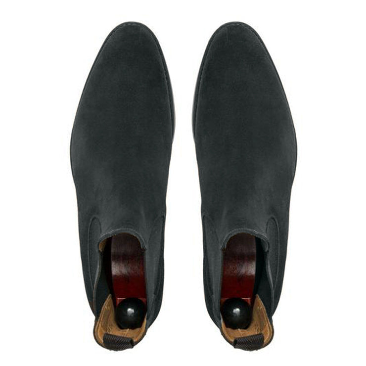 Height Increasing Black Suede Fenland Slip On Chelsea Boots