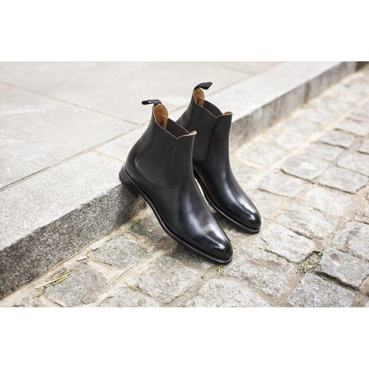 Height Increasing Black Leather Fenland Slip On Chelsea Boots