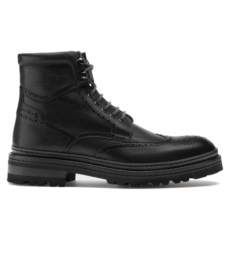 Black Leather Troyes Chunky Derby Boots