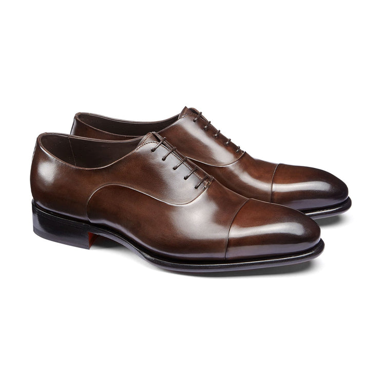 Height Increasing Brown Leather Woodford Balmoral Toe Cap Oxfords - Formal Shoes