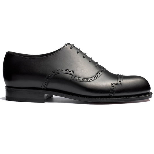 Height Increasing Black Leather Broxtowe Brogue Oxfords