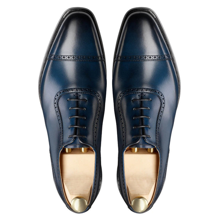 Navy Blue Leather Clapton Brogue Oxfords